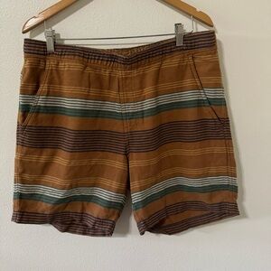 Kavu Seaboard Short Bronze Brown Stripe Twill Cotton Surf Coastal X-Large